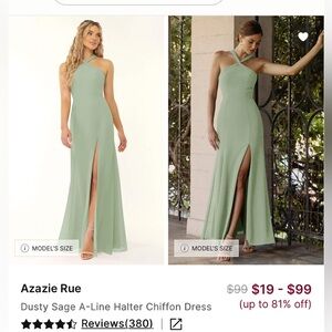 NWT Azazie Rue  Bridesmaid Dress. Size 14. Chiffon Dusty Sage.